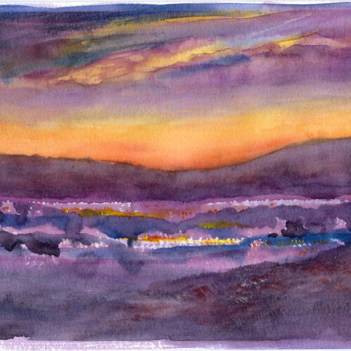 Purple Landscape Watercolour