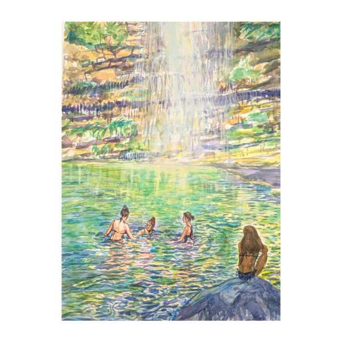 Tuscan Waterfall original watercolour - Image 2