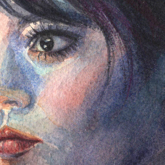 Original Wednesday Addams Watercolor Painting – Gothic Portrait, Dark Art Collectible - Image 3